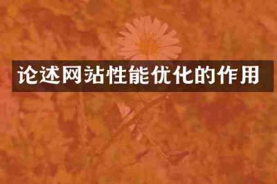 论述网站性能优化的作用