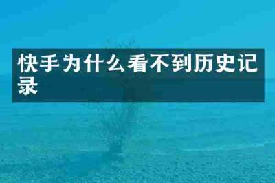 快手为什么看不到历史记录