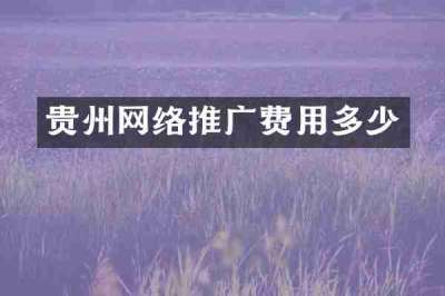 贵州网络推广费用多少