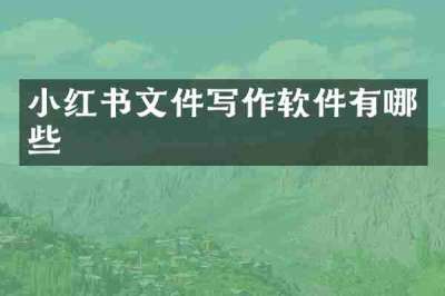 小红书文件写作软件有哪些