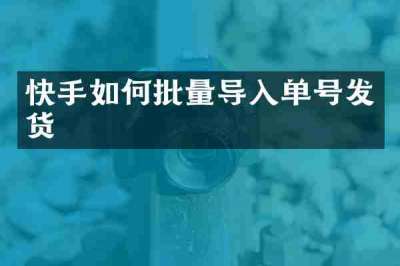 快手如何批量导入单号发货