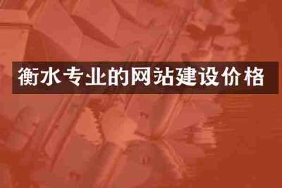 衡水专业的网站建设价格