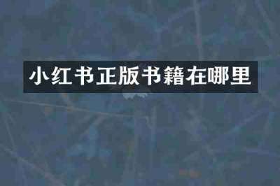 小红书正版书籍在哪里