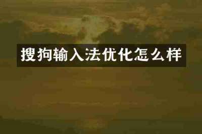 搜狗输入法优化怎么样