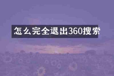 怎么完全退出360搜索