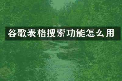 谷歌表格搜索功能怎么用