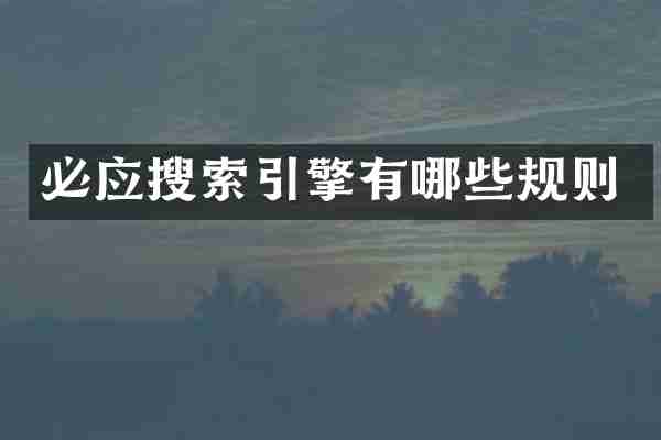 必应搜索引擎有哪些规则