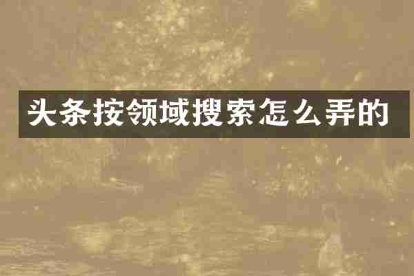 头条按领域搜索怎么弄的