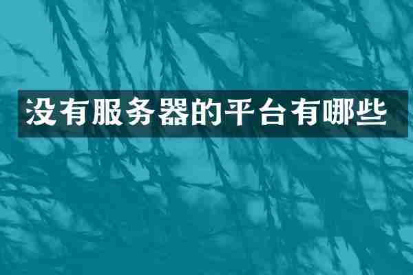 没有服务器的平台有哪些