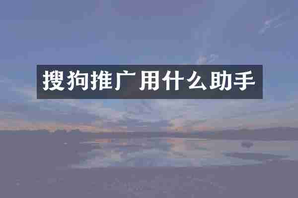 搜狗推广用什么助手