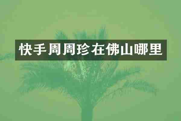 快手周周珍在佛山哪里