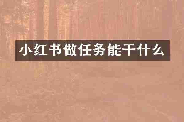 小红书做任务能干什么