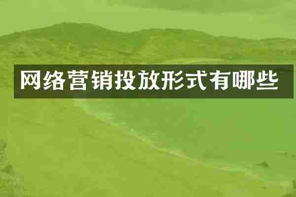 网络营销投放形式有哪些