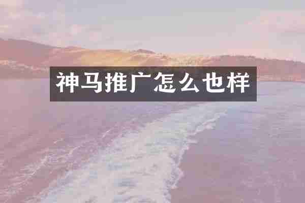 神马推广怎么也样