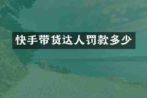 快手带货达人罚款多少