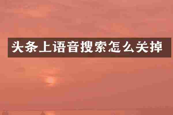 头条上语音搜索怎么关掉