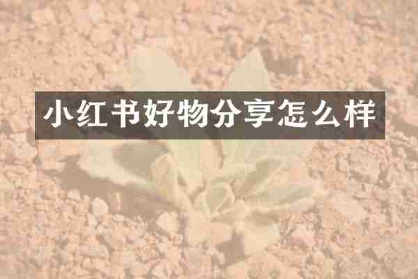 小红书好物分享怎么样