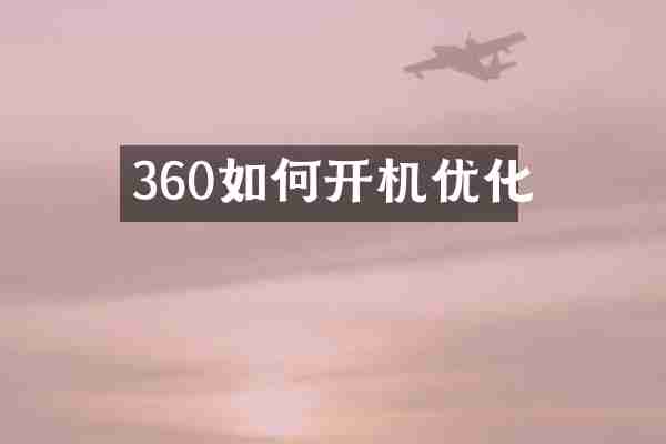 360如何开机优化