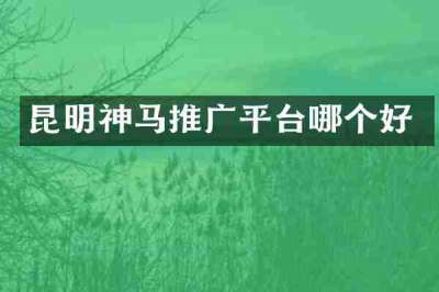 昆明神马推广平台哪个好