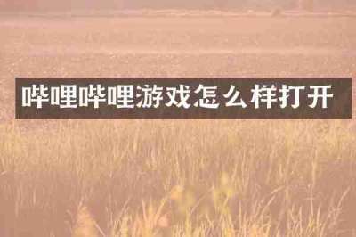 哔哩哔哩游戏怎么样打开