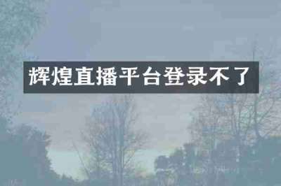 辉煌直播平台登录不了
