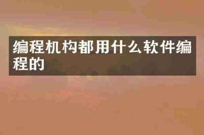 编程机构都用什么软件编程的