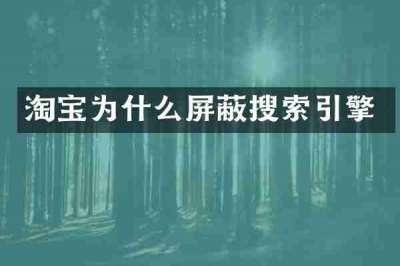 淘宝为什么屏蔽搜索引擎
