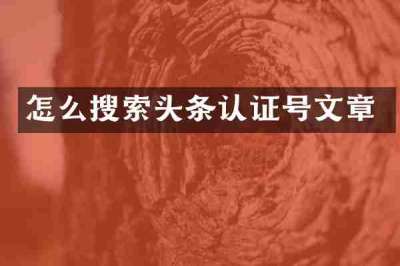 怎么搜索头条认证号文章