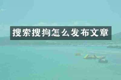 搜索搜狗怎么发布文章
