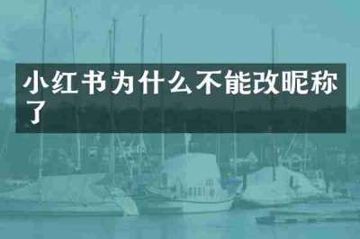 小红书为什么不能改昵称了