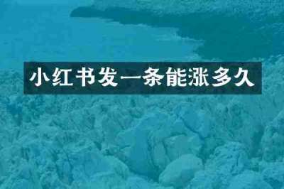 小红书发一条能涨多久