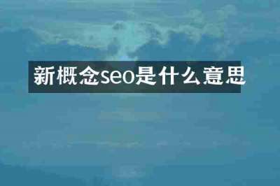 新概念seo是什么意思