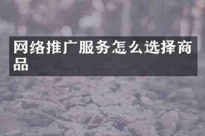 网络推广服务怎么选择商品