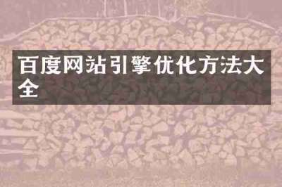 百度网站引擎优化方法大全