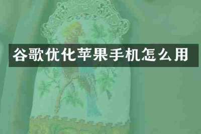 谷歌优化苹果手机怎么用