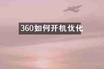 360如何开机优化