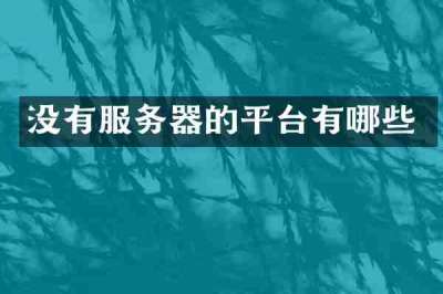 没有服务器的平台有哪些