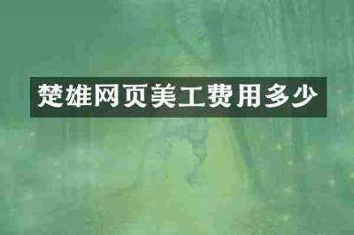 楚雄网页美工费用多少