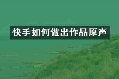 快手如何做出作品原声
