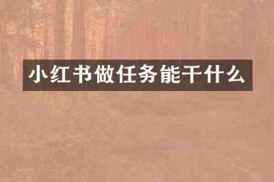 小红书做任务能干什么