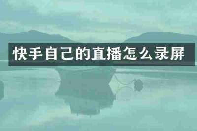 快手自己的直播怎么录屏