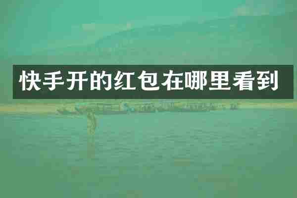 快手开的红包在哪里看到