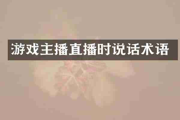 游戏主播直播时说话术语