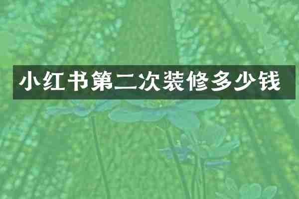 小红书第二次装修多少钱