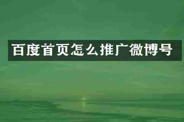 百度首页怎么推广微博号