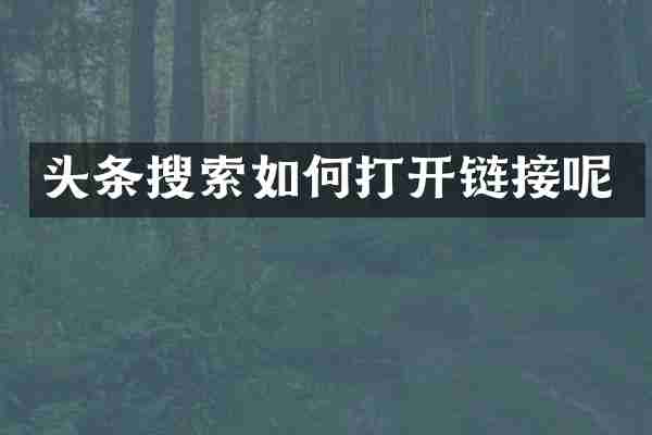 头条搜索如何打开链接呢
