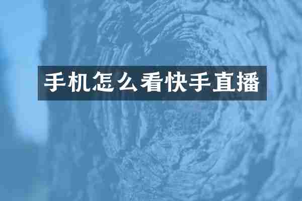 手机怎么看快手直播
