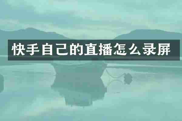 快手自己的直播怎么录屏