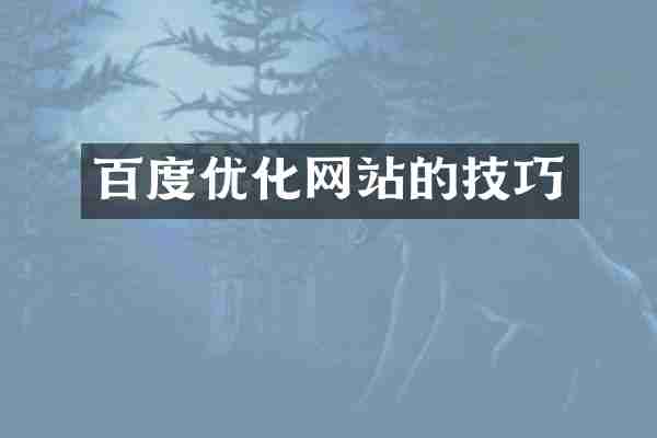 百度优化网站的技巧