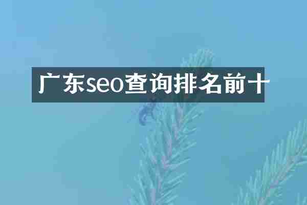 广东seo查询排名前十